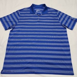 Nike Golf Men's Tour Performance Polo Shirt XXL Blue with White Stripes Dri-Fit